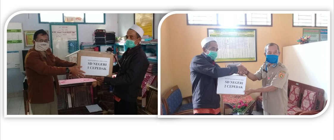 Sambut New Habit SD Negeri 1 Cepedak dan SD Negeri 2 Cepedak Terima Bantuan Masker dan Google Glass